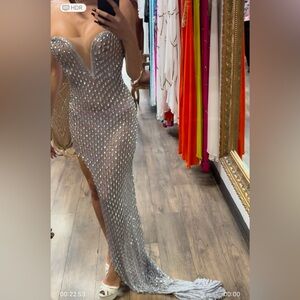 Elegant Silver Evening Dress